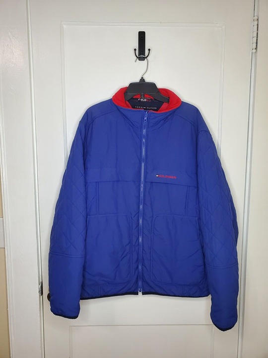 TOMMY HILFIGER Jacket Waterstop Coldstop SPELLOUT Coat Parka Blue MENS Size XL