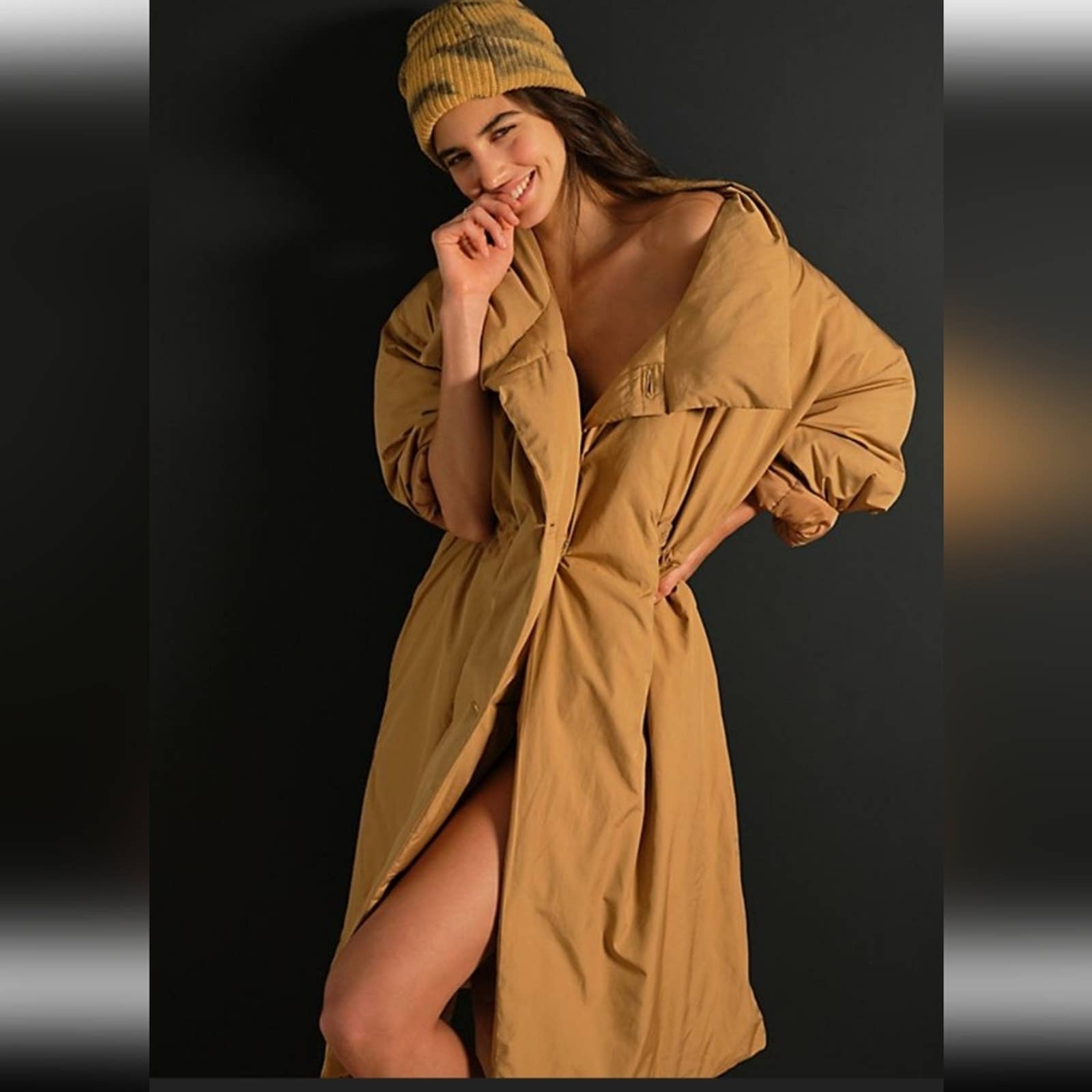 Free People Oversized Midi Downtown Duvet Puffer Coat Jacket Copper Khaki Sz S