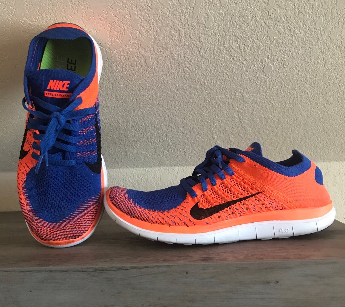 Nike Free 4.0 Flyknit Men’s Size 11 Black Total Orange Lightweight Running Shoes