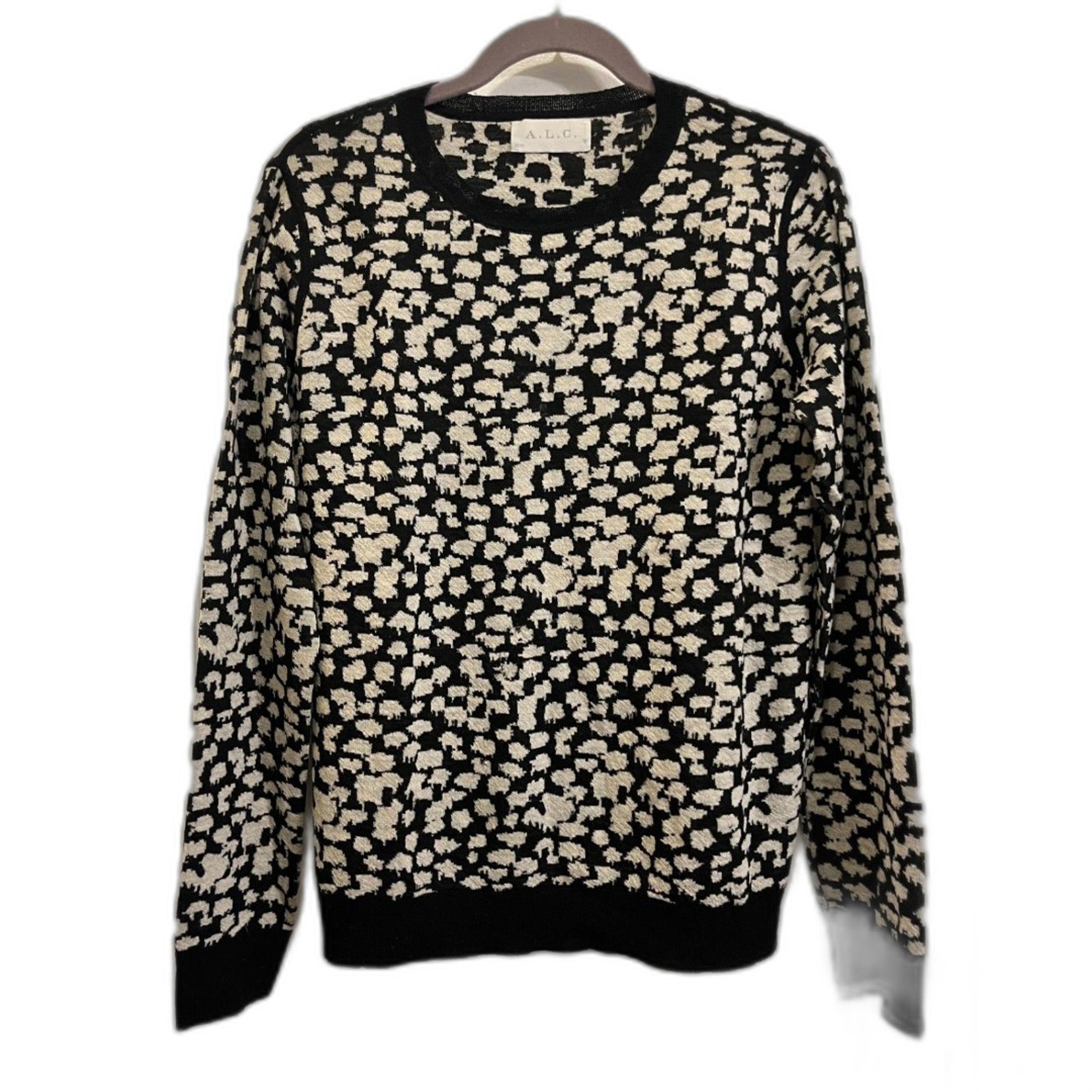 ALC Black White Japanese Crewneck Pullover Sweater Top   Women's Size Medium