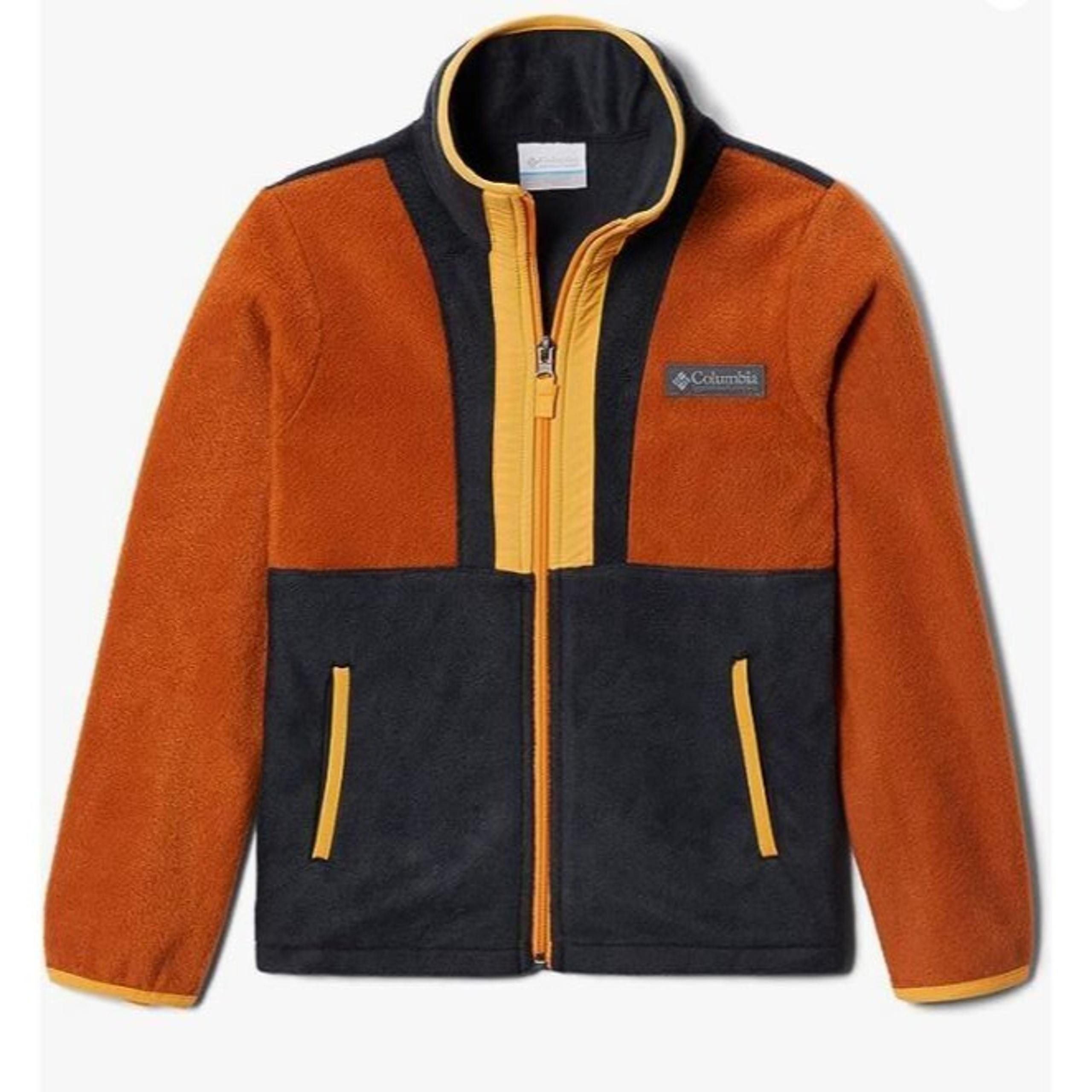 Columbia Back Bowl Full Zip Warm Copper Black Mango Fleece Jacket Youth Size L