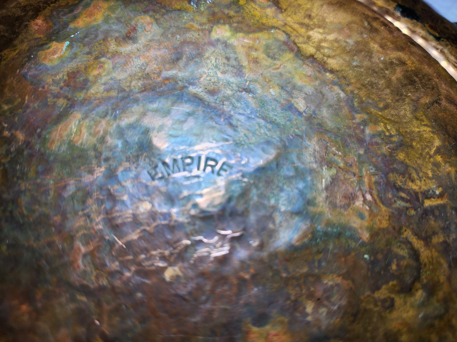 Vintage aged Empire copper round catch all