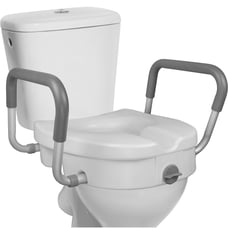 RMS Raised Toilet Seat - 5 Inch Elevated Riser with Adjustable Padded Arms - Toi