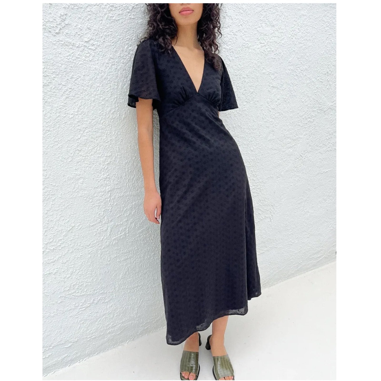 LISA SAYS GAH Grace Eyelet Dress, Black, Medium