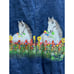 VTG 80's Uzzi Retro Denim Vest Jacket M Snap Button Pockets Hand Painted Horses