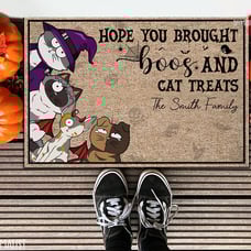 Hope You Brought Boos And Cat Treats Personalized Doormat Gifts For Pet Lovers H