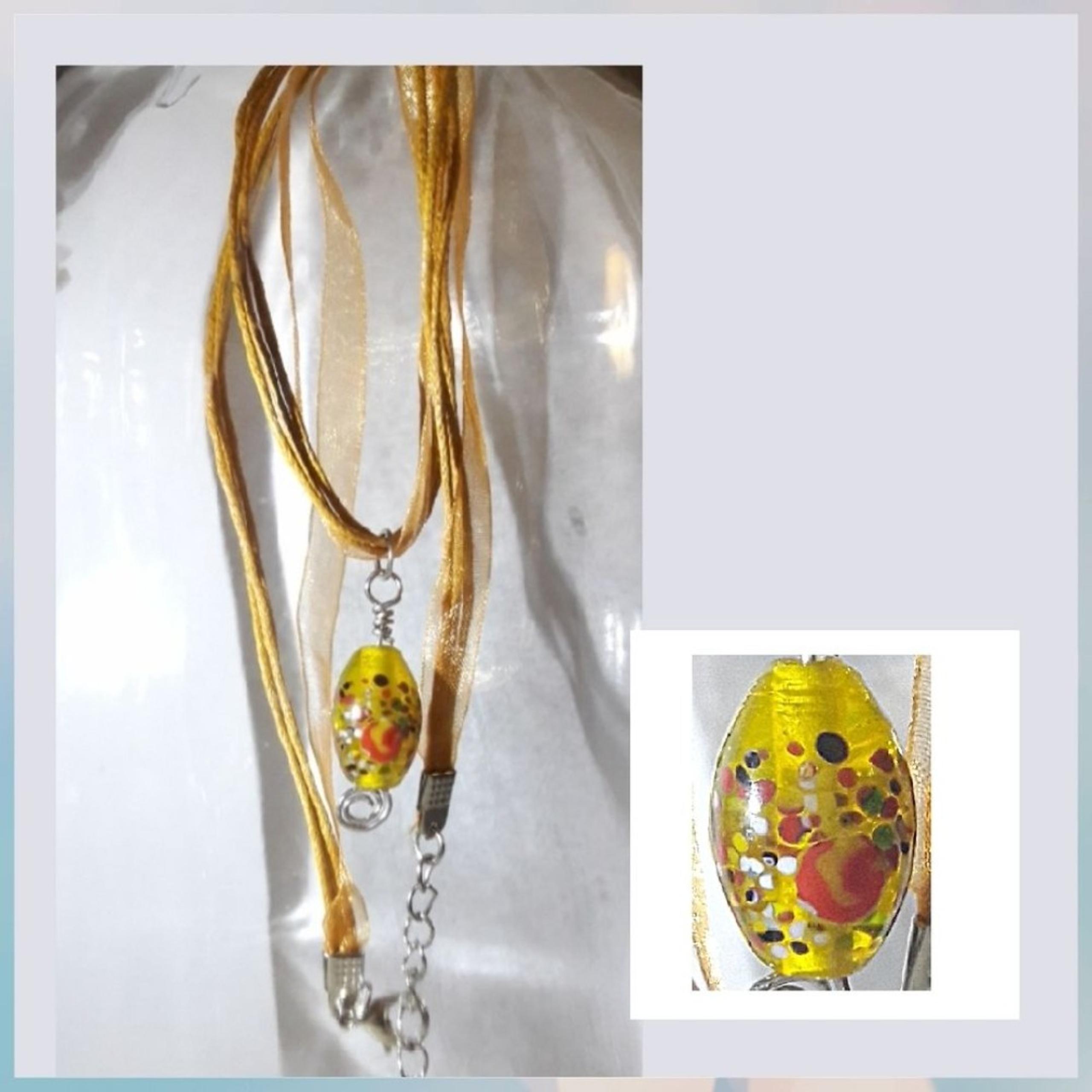 Artisan pendant 052L# Murano Glass Pendant Organza Necklace Layered Necklace 19"