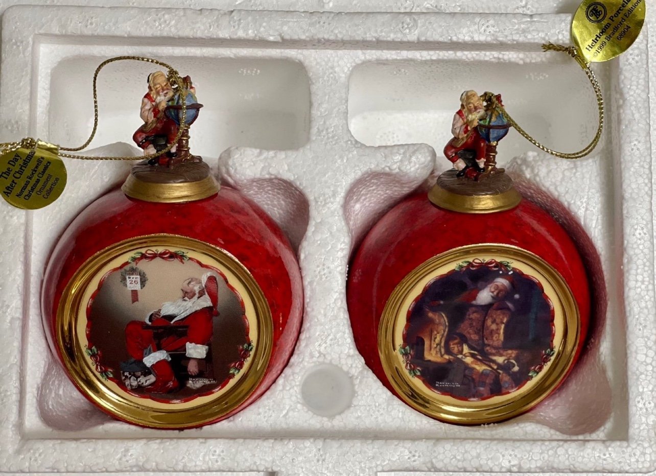 Rare Christmas Classics 16 Norman Rockwell Heirloom Porcelain Ornaments Bradford