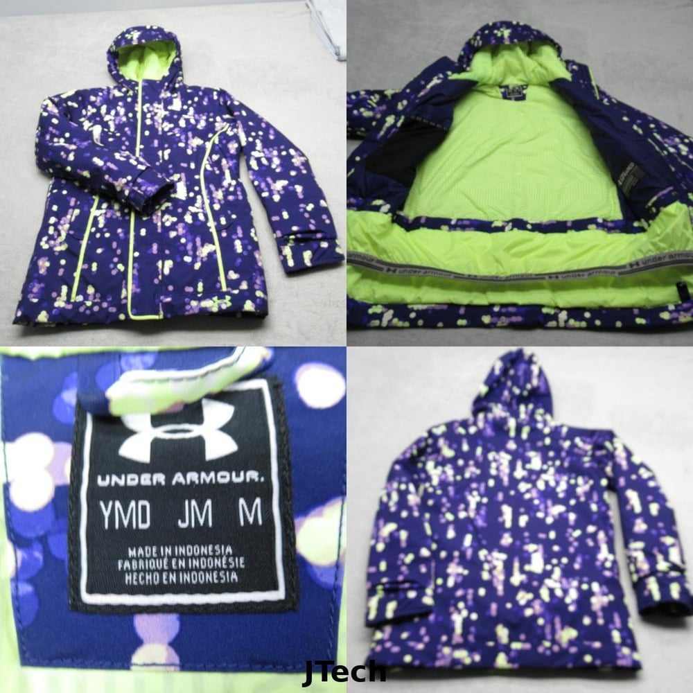 Under Armour Jacket Youth Medium Purple Polka Dot Loose ColdGear Infrared Hooded