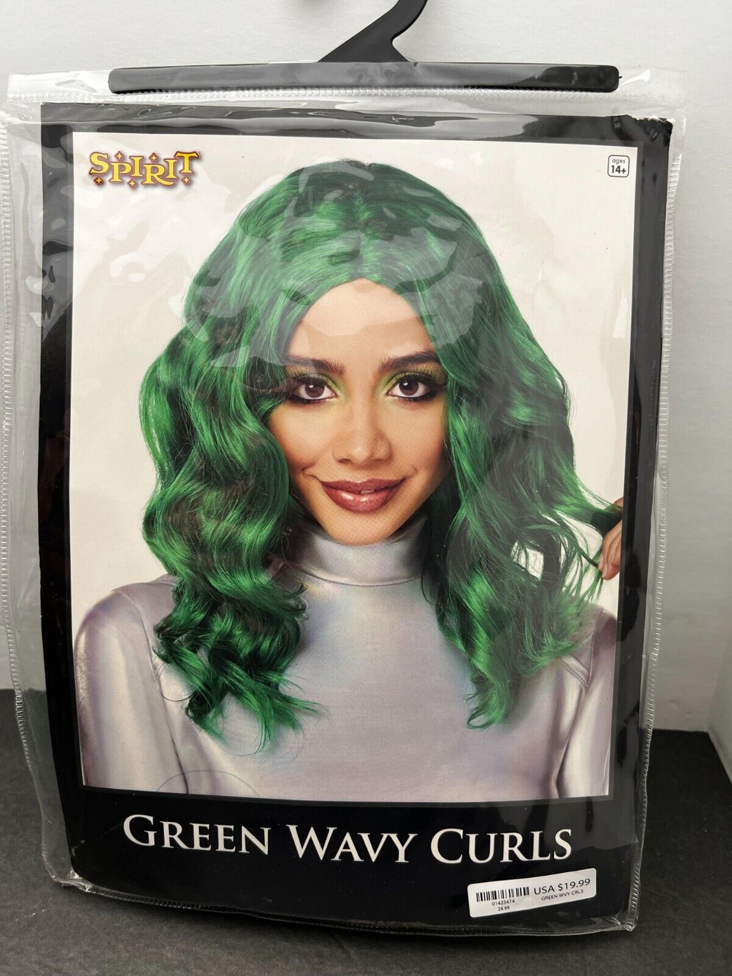 Halloween Green Wavy Curls Wig Spirit Halloween Cosplay Anime Superhero