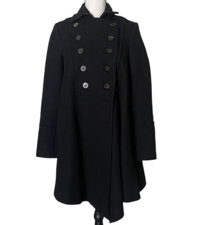 All Saints Wool Cashmere Blend Black Trench Coat