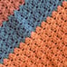 Handmade Blue Orange Red Striped Crocheted Acrylic Yarn Afghan Throw Blanket