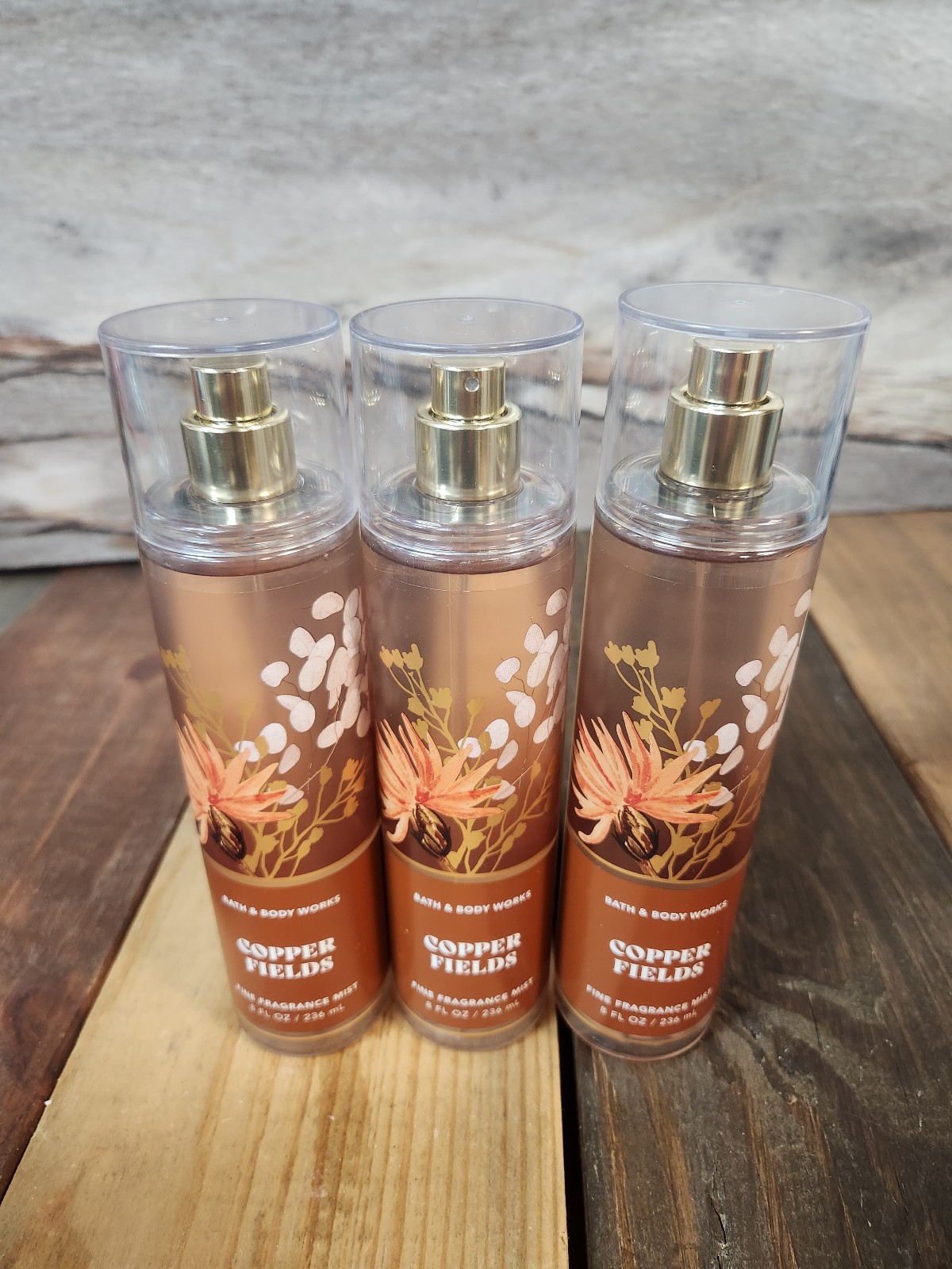3PK Bath & Body Works Copper Fields Fragrance Body Mist Spray 8oz NEW