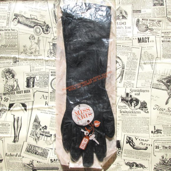 vintage silk lined long black opera gloves size 7.5