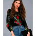 Free People Babe Slouchy Black Velvet Floral Whimsy Goth Boho Bodysuit Size XS