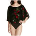 Free People Babe Slouchy Black Velvet Floral Whimsy Goth Boho Bodysuit Size XS
