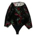 Free People Babe Slouchy Black Velvet Floral Whimsy Goth Boho Bodysuit Size XS