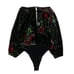 Free People Babe Slouchy Black Velvet Floral Whimsy Goth Boho Bodysuit Size XS