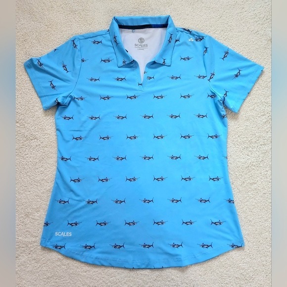 Scales Gear Blue Marlin Performance Polo Shirt