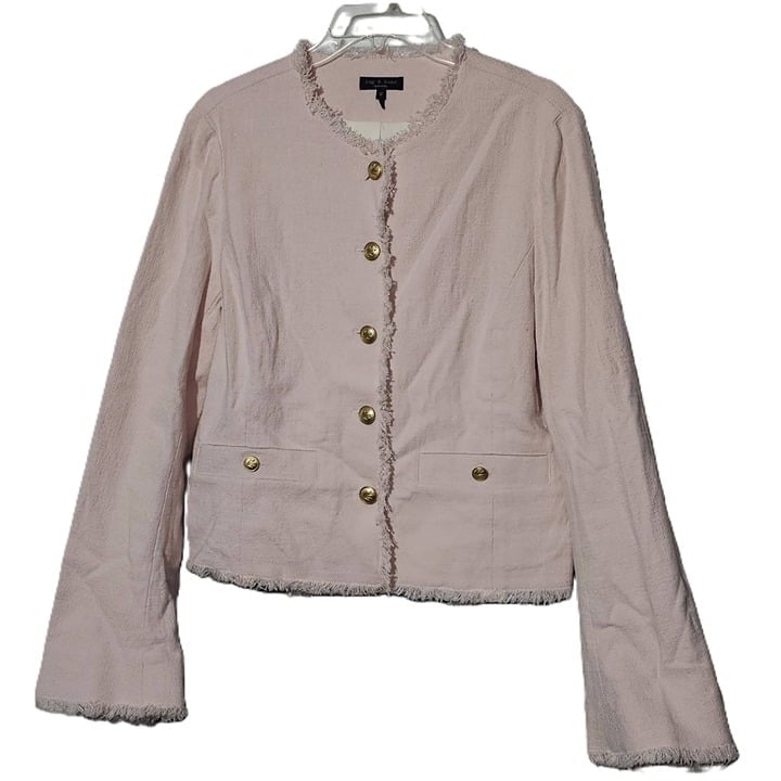 Rag & Bone Womens Pink Carmen Linen Blend Tweed Jacket 12