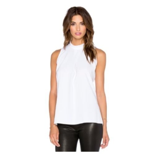 Theory White Talniza Satin Sleeveless Blouse S