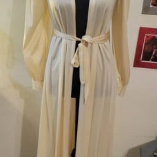 VTG OLGA VINTAGE 80s Style 9788 Bodysilk champagne Peignoir Robe Sz P small