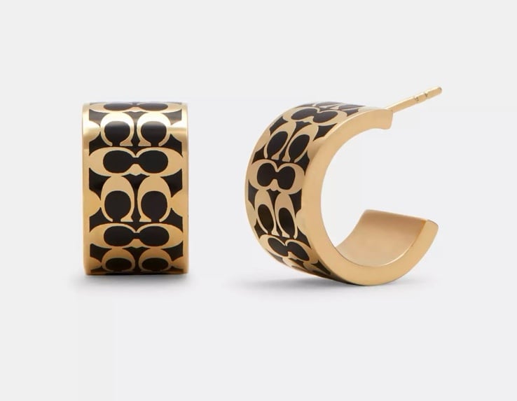 COACH | Signature Huggie Earrings Black & Gold!