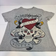 Ed Hardy “Love Mills Slowly” Gray T-Shirt Size Large
