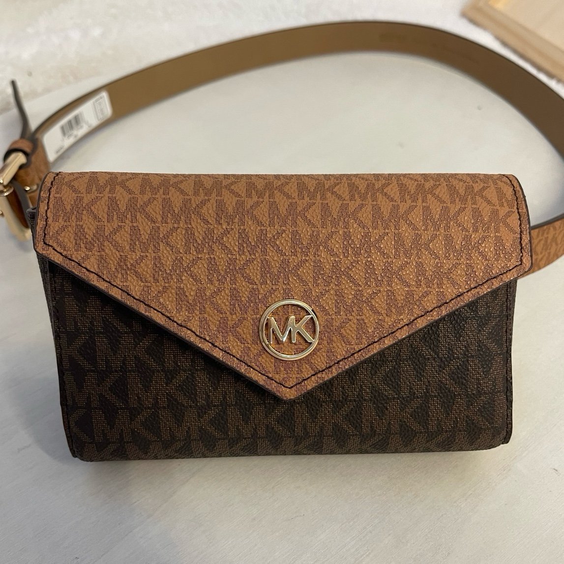Michael Kors Logo Monogram Belt Bag | Brown Signature Logo