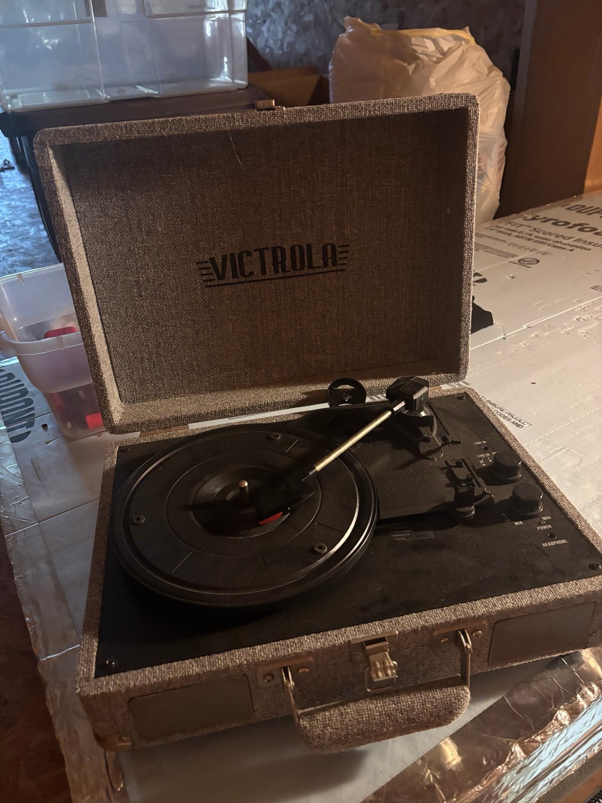 Victrola Suitcase Record Player Gray