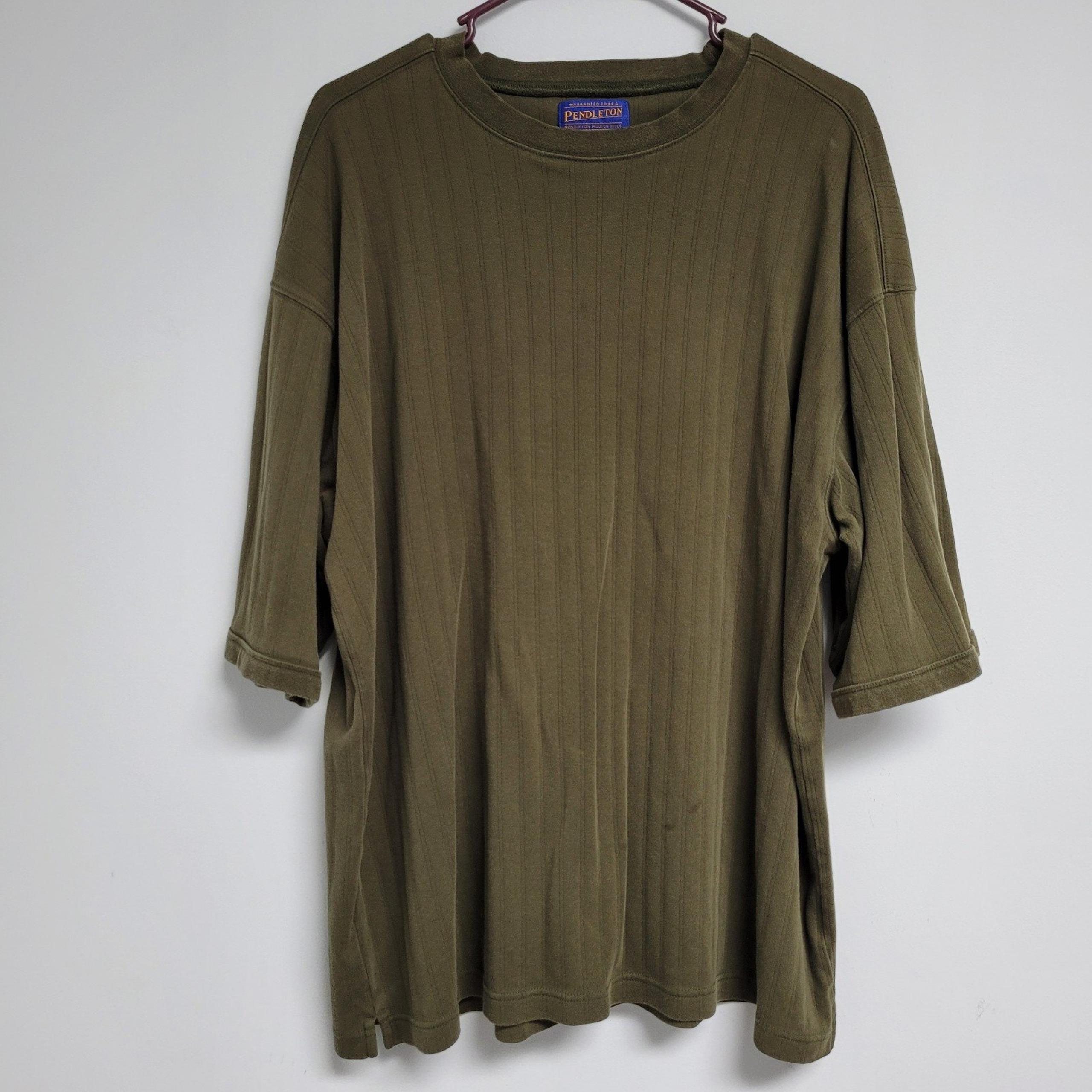 Pendleton Mens XL Green T-Shirt Short Sleeve Tee Olive Cotton Vintage