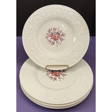 (4) Vintage Swansea Wedgwood 8 3/8” Salad Plates Patrician Florals England 1940s