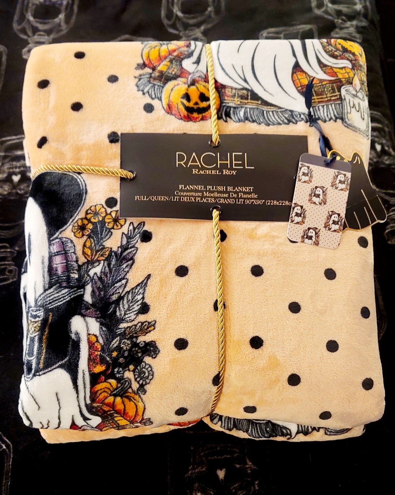 Rachel Roy halloween ghost reading book blanket queen/full