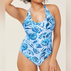 Andie Baia one piece swimsuit blue floral Bluf NWT Size Small