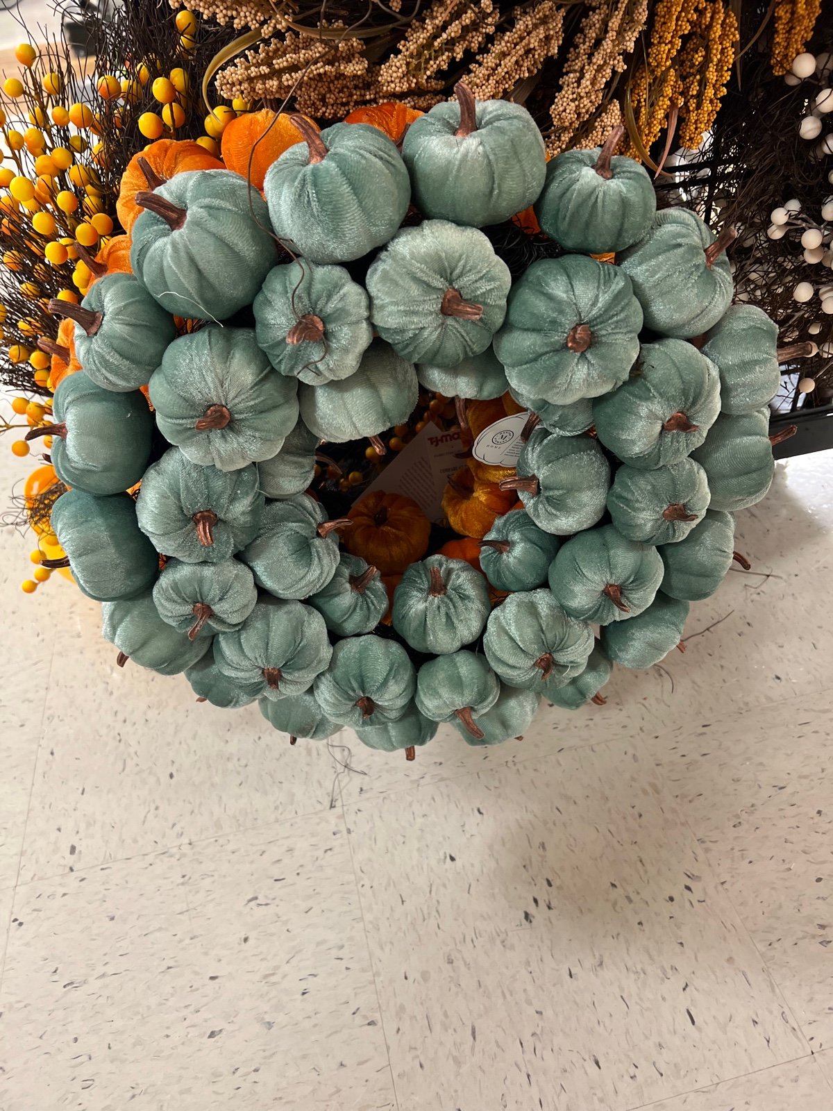 MINT GREEN VELVET PUMPKIN WREATH