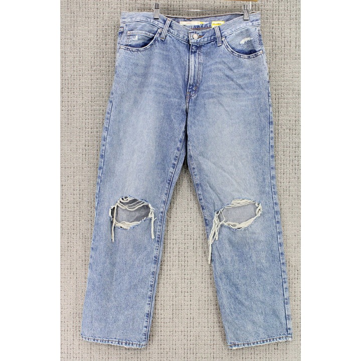 Levi's 94 Baggy Jeans Womens Size 32 Blue Denim Light Washed Distressed Wide Leg
