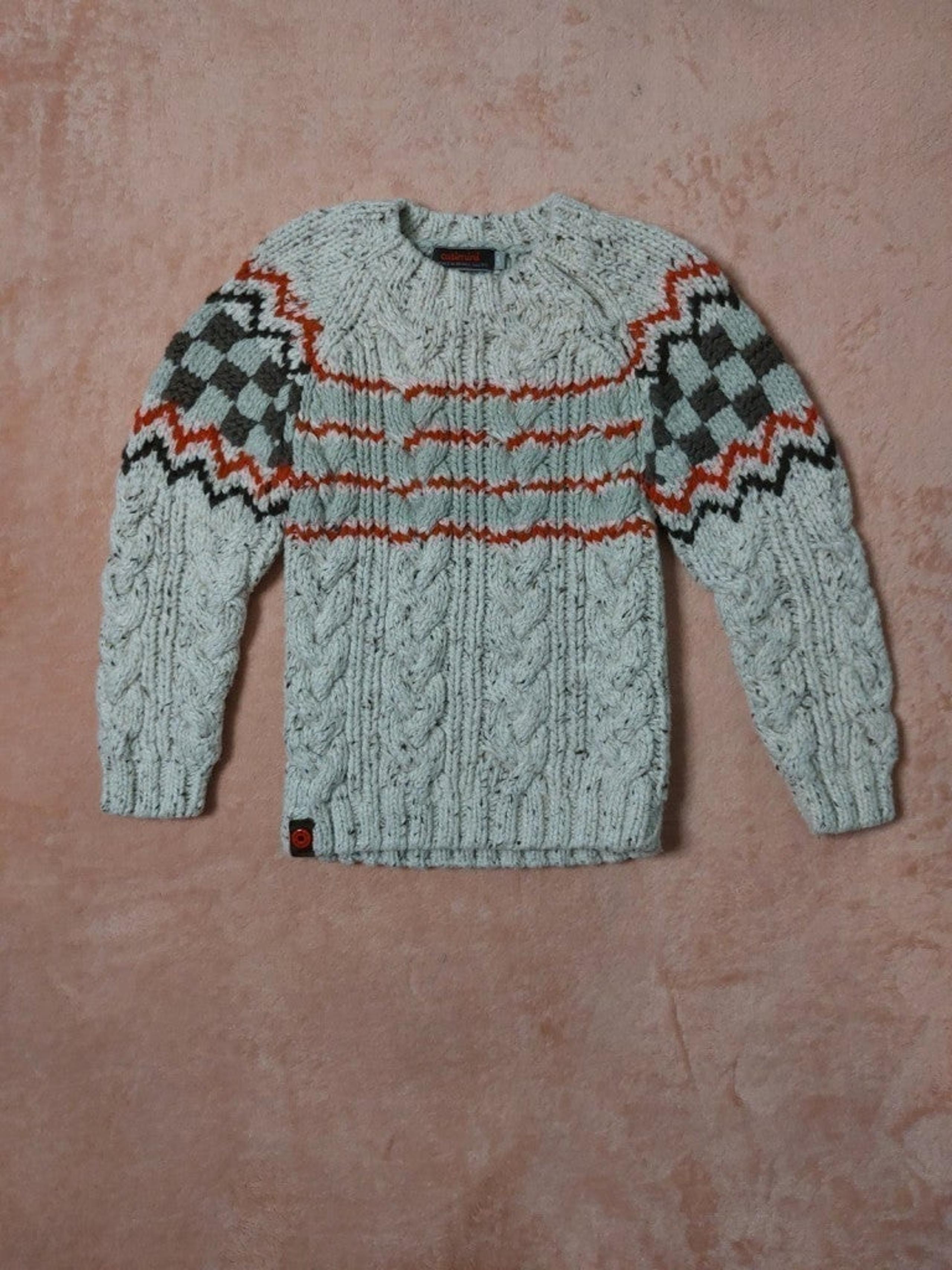 Catimini Boys Multi Colored Cable Knit Crew Neck Sweater Size 4