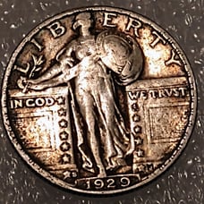 Standing Liberty Quarter 1929s Silver toned Nice USA Genuine