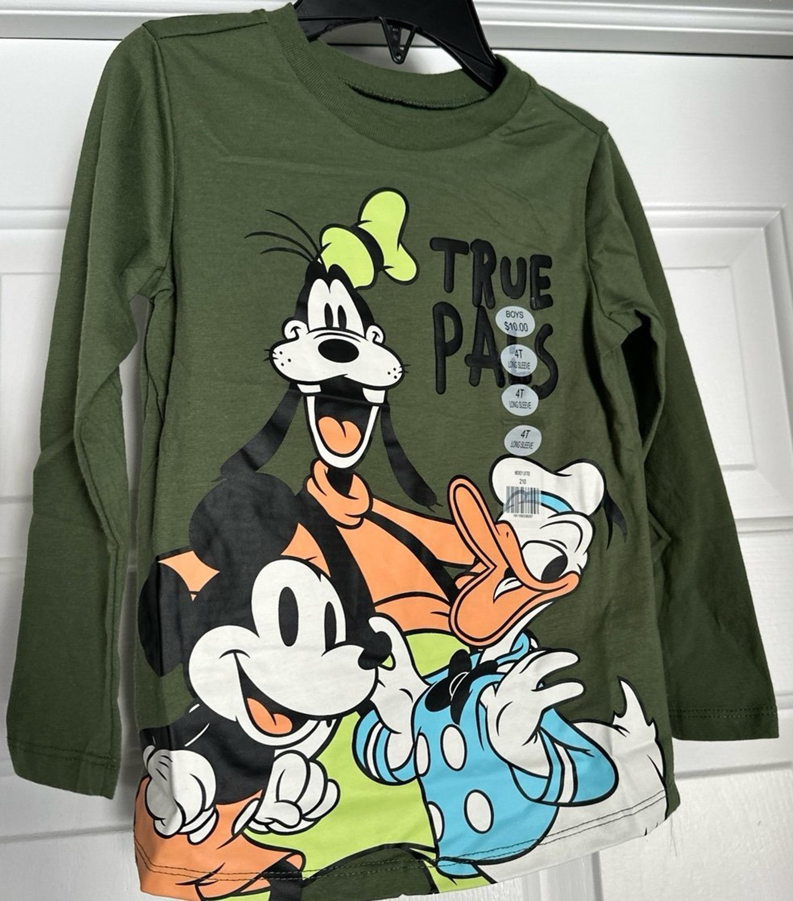 Disney Mickey And Friends Toddler Boys Long Sleeve T-Shirt Green Size 4 T