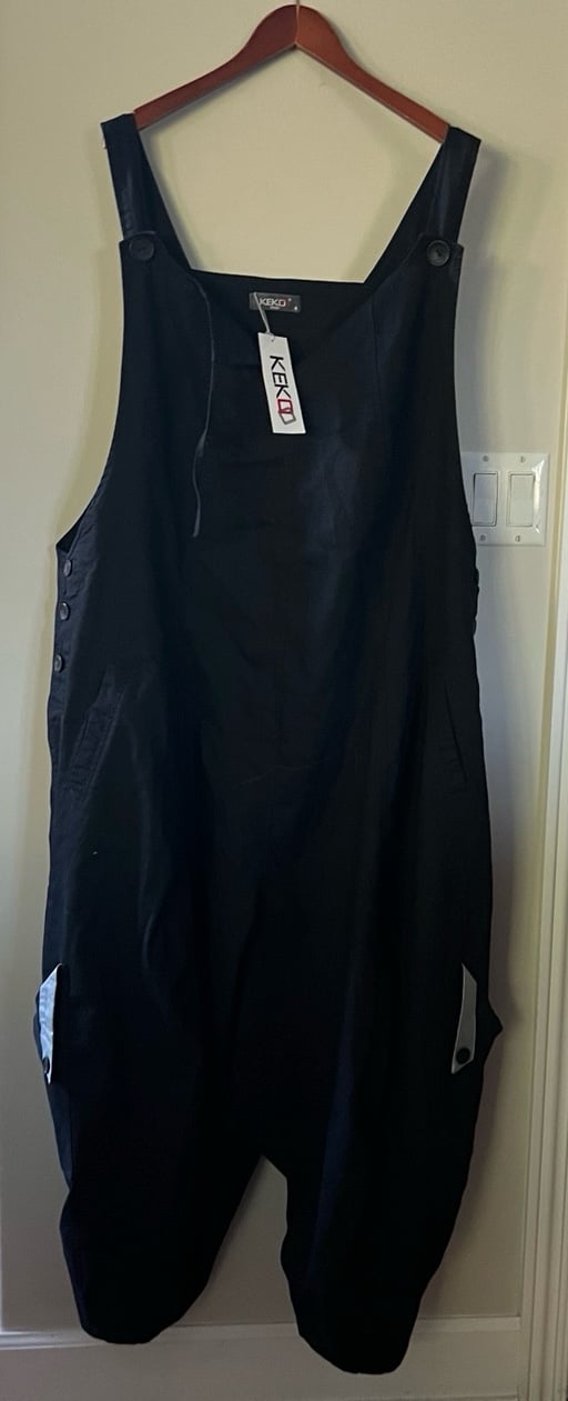 KEKOO navy cotton harem/nappy overalls dungarees size 4 NWT