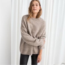 & Other Stories Women’s Small Alpaca-Blend Knit Sweater Tan Oversized