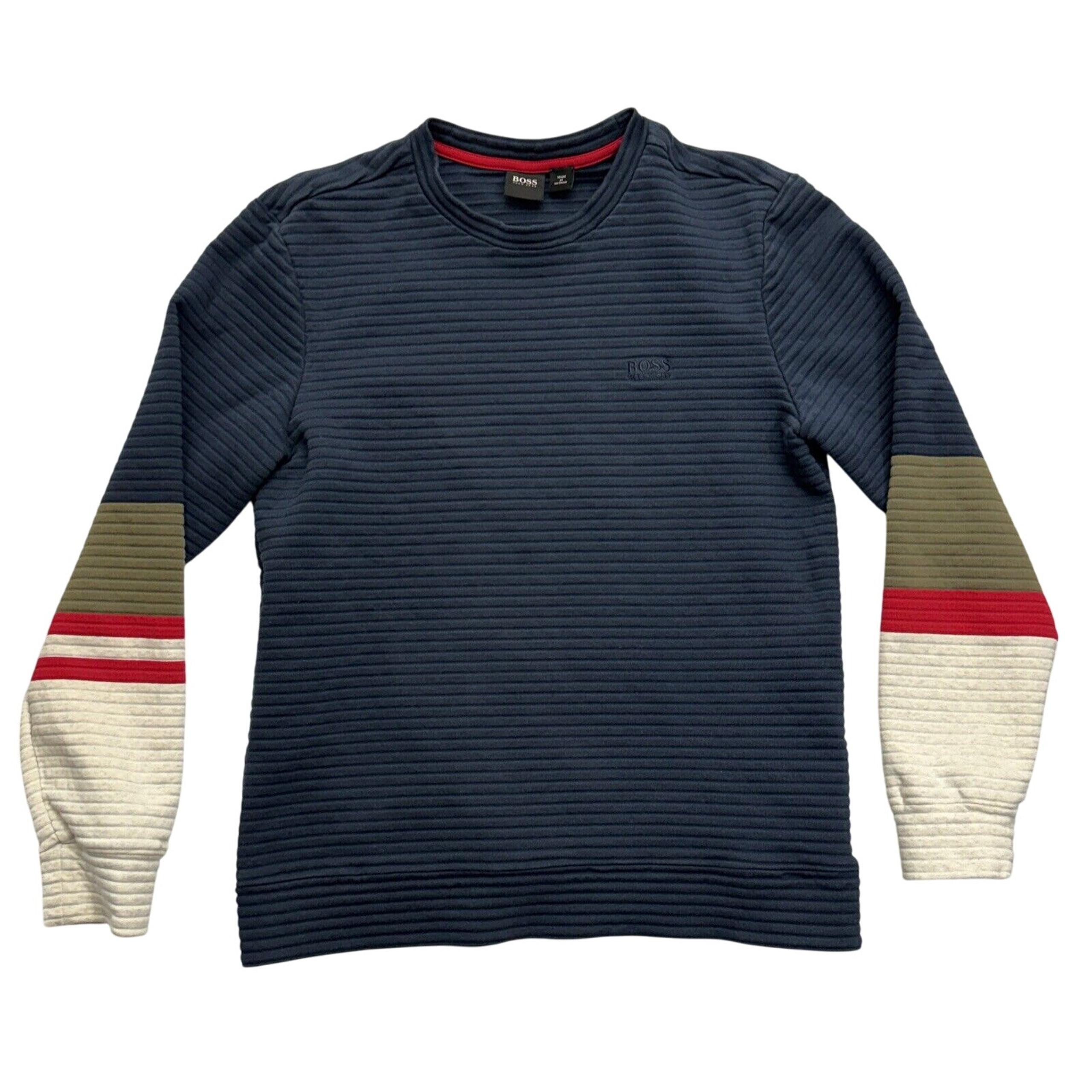 Hugo Boss Salbo 2 Men's S Small Color-Block Navy Olive Red Gray Sweatshirt Retro