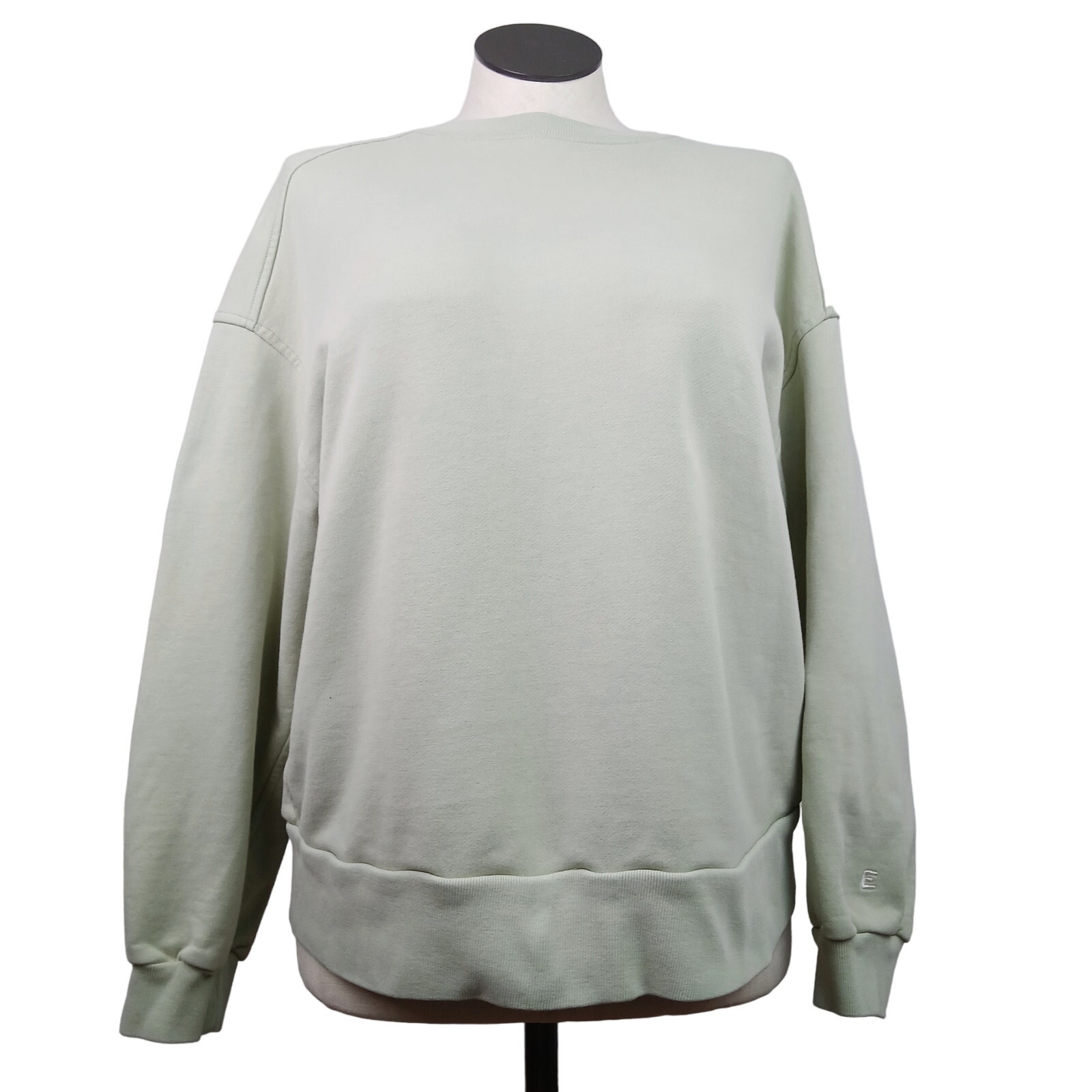 Everlane The Track SZ L Oversized Crew Organic Cotton Sweatshirt Celery Green