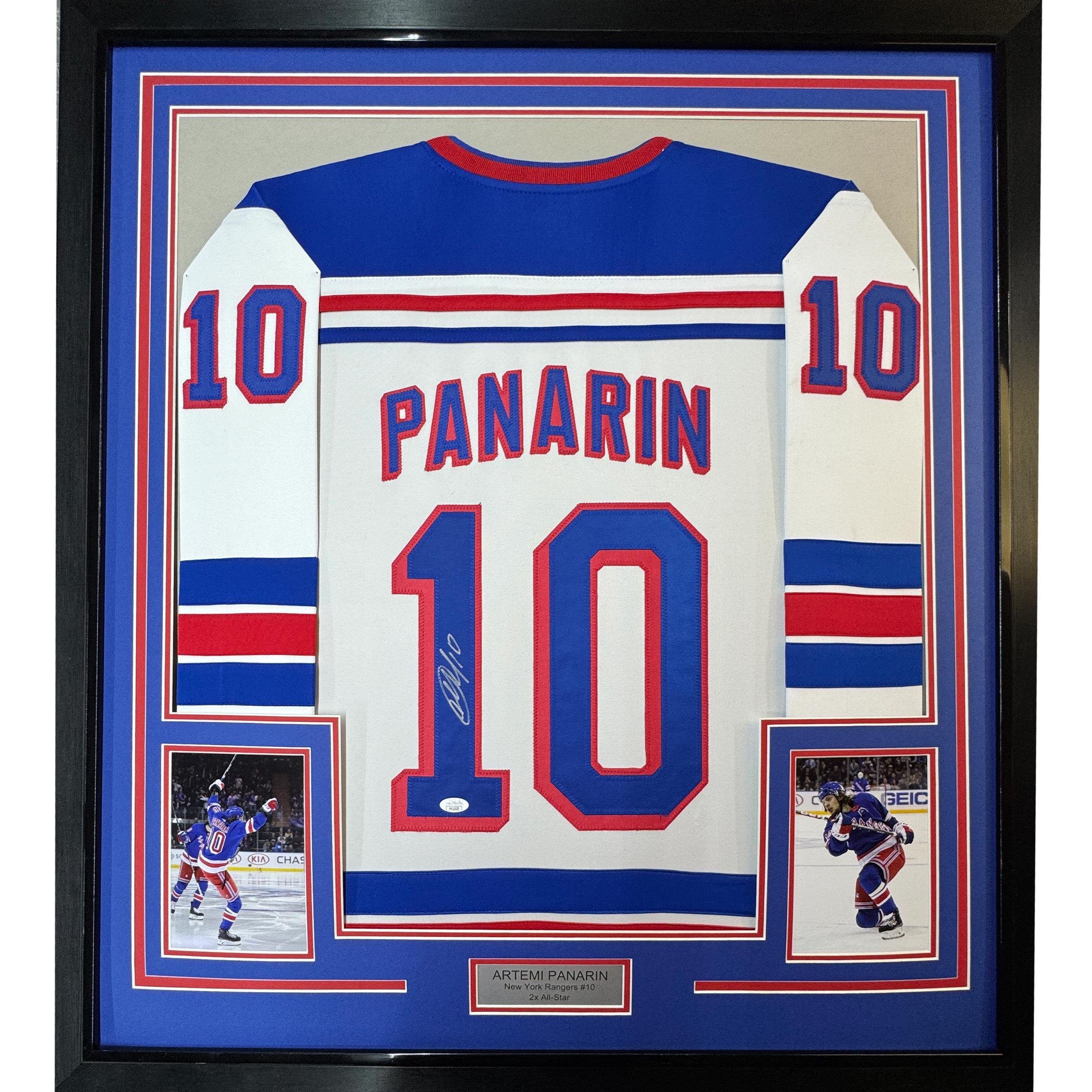 Framed Autographed/Signed Artemi Panarin 35x39 New York White Jersey JSA COA