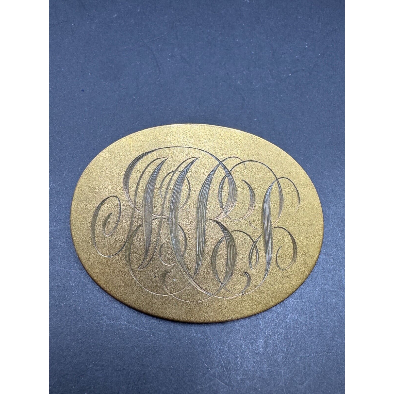 Vintage Mid Century Gold Filled GF Oval Monogram MBB Brooch Pin