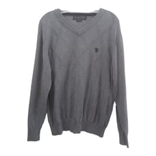 U.S. Polo Assn. Grey Diamond Pattern Sweater SZ L Classic Capsule Preppy