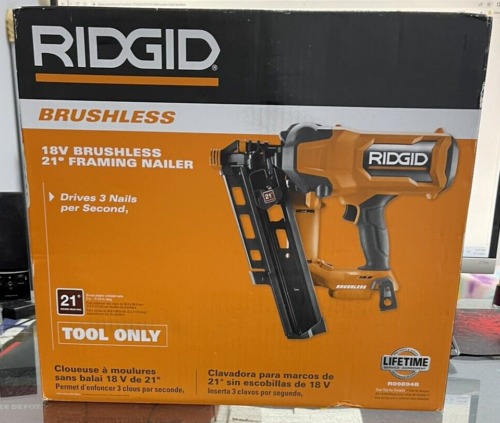 RIDGID R09894B 18V Brushless Cordless 21° 3-1/2 in. Framing Nailer Tool Only