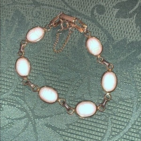 Vintage white stone scarab bracelet
