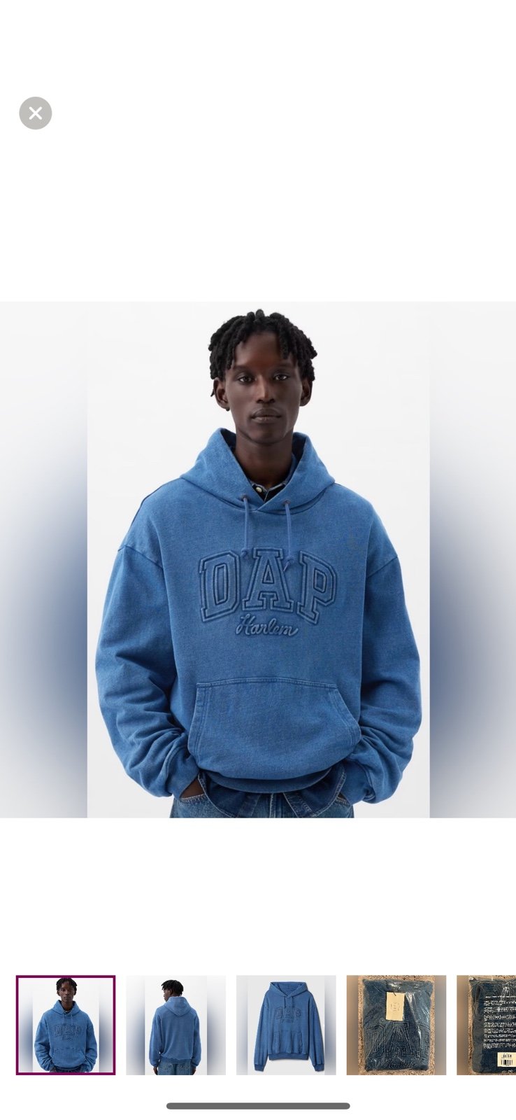 GAP x DAP Limited Edition Denim Dapper Dan Harlem Logo Hoodie Mens Size M