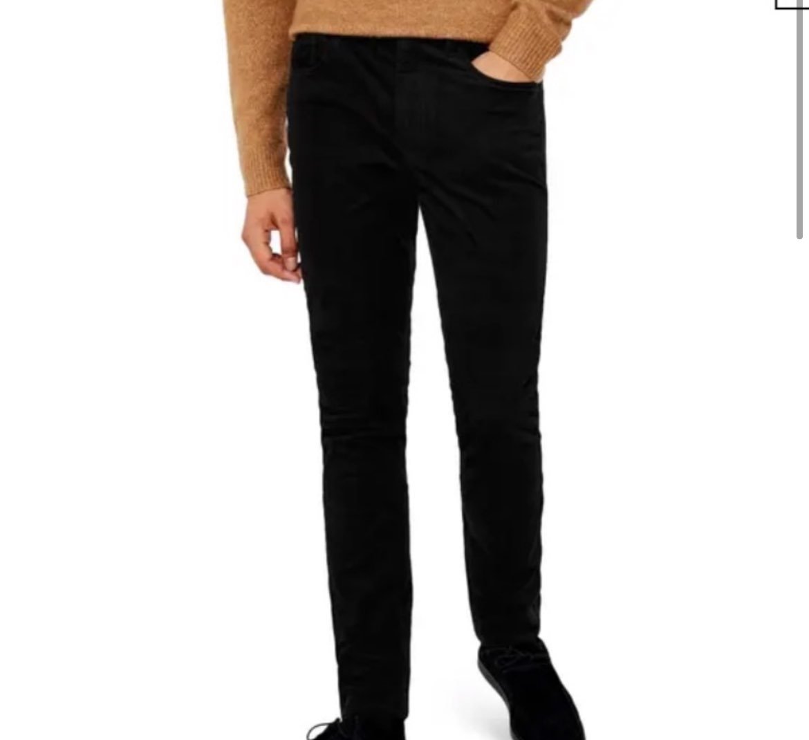 TOPMAN Microcord Skinny Fit Pants In Bla